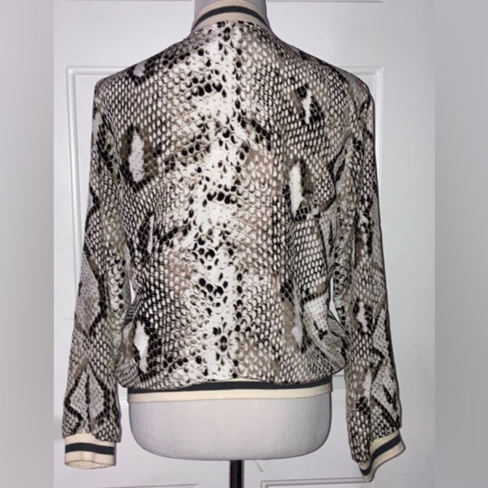 Laila & Savannah Silk Snake Python Print Bomber J… - image 3